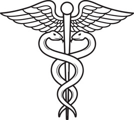 Caduceus symbol medical healthcare profession symbol of healing wings and snakes iconic emblem representation