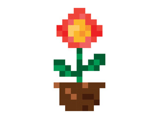 Red flower in a pot pixel.