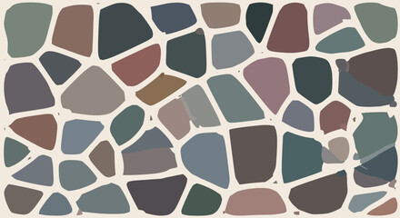 Fototapeta premium Mosaic stone pattern with irregular shapes and various colors for design.
