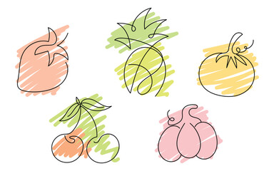 Fresh Fruit Art, Colorful Food Illustration, Artistic Fruit Design
