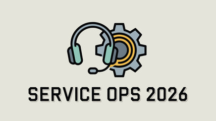 Obraz premium A graphic illustration of a headset and gear representing service operations and technical support help