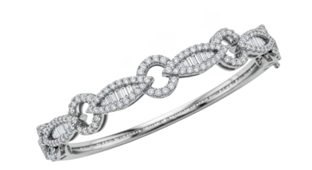 Elegant diamond infinity link ring in white gold isolated on transparent background