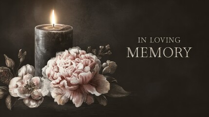 condolence card with flower and candle in loving memory