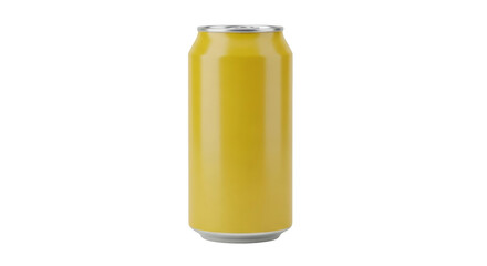 Isolated canned beverage in yellow aluminum container for soda or juice product mockups