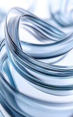 Abstract Glass Ribbon: Modern, Elegant Design with Light Blue Tones and Smooth Curves
