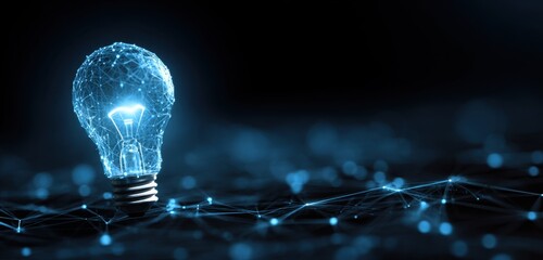 Futuristic Digital Light Bulb Representing Innovation and Technology Concepts