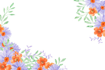 Watercolor flowers background vector for design.