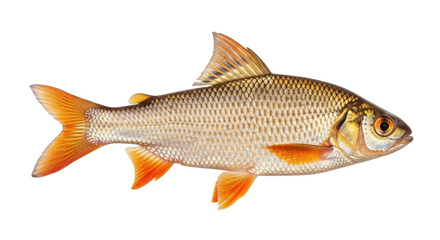 Isolated Ide fish, freshwater fish species native to Europe and Western Asia, common rudd