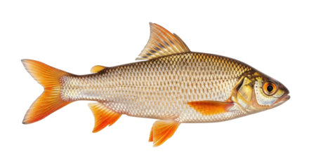 Isolated Ide fish, freshwater fish species native to Europe and Western Asia, common rudd