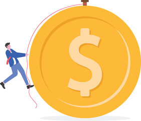 Financial goal, income, salary and career path, investor risk to make profit or money concept.
