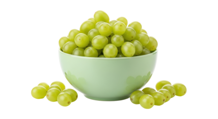 Isolated bowl of green grapes ready for healthy snacking, fruit harvest or tasty dessert