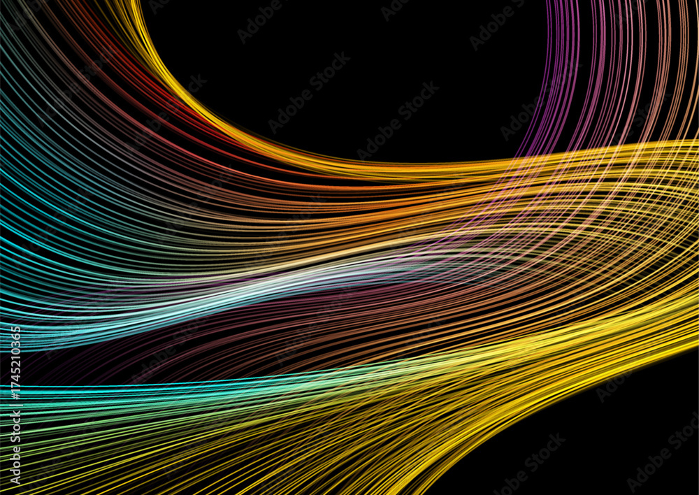 Poster colorful glowing minimal wavy lines abstract concept background. vector futuristic tech design
