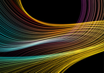Colorful glowing minimal wavy lines abstract concept background. Vector futuristic tech design