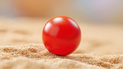 Red Sphere on Granular Sand Surface