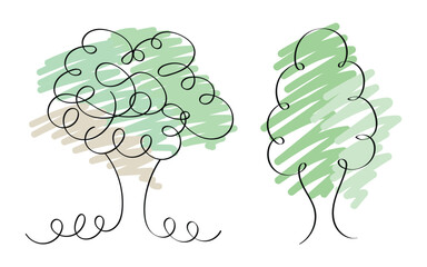 Calm Forest Tree Sketch, Artistic Nature Drawing, Minimal Tree Illustration