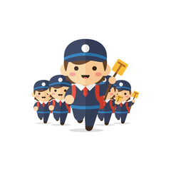 Cartoon Team of Bellhops Leading the Way.