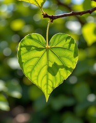 Vibrant Green Heartshaped Leaf Natural Light
