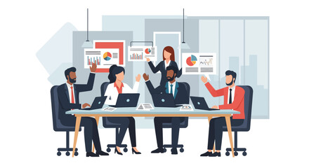 Diverse Business Team Collaborating in a Modern Office Meeting.