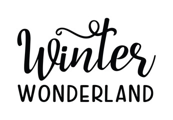 Winter wonderland Christmas lettering clipart, Winter vector lettering, Isolated Christmas vector sign