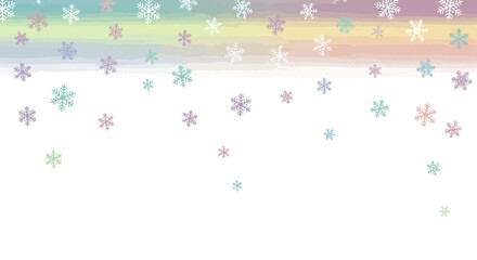 Delicate silver and pastel snowflakes gently falling down.
