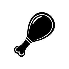 Black Silhouette Chicken Drumstick Icon – Fried Chicken Leg Symbol, Minimal Fast Food Vector Design