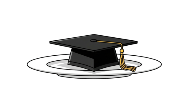 Graduation cap on a plate symbolizing achievement (29)