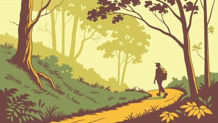 Serene forest trail beckons with promise of adventure and discovery, perfect for nature lovers and outdoor enthusiasts seeking peace and tranquility