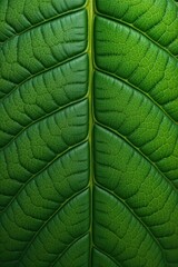 Closeup Vibrant Green Leaf with Detailed Veins