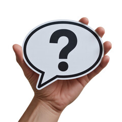 Question Mark Sign Held in Hand on White Background - Isolated, Uncertainty