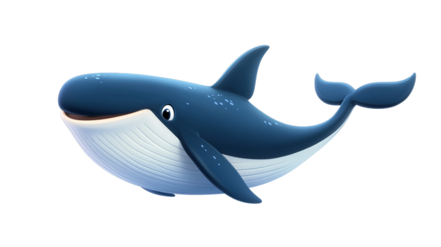 Cute cartoon whale transparent background