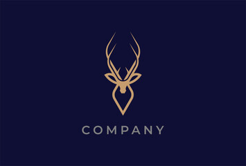 Deer Logo, Minimal deer head  logo design, vector illustration