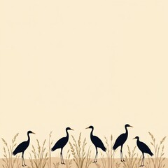 Minimalist Heron Silhouettes Natural Setting
