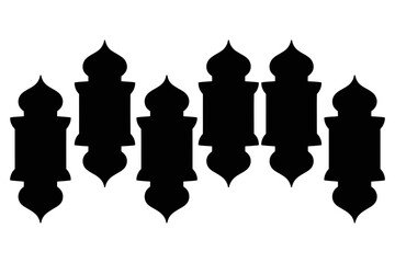 Obraz premium A symmetrical arrangement of six black silhouette lanterns with pointed tops and bottoms design