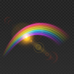 Multi coloured rainbow stripes isolated on dark, light effect Vector format
