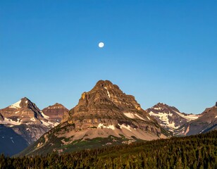 Mountain peak with moonlit sky