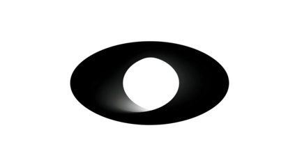 A darkened sphere glows softly in a gradient of light, surrounded by blackness