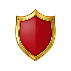 A golden bordered shield, red interior, black background. Metallic look, with subtle shadows & highlights