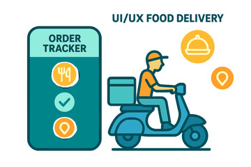 Food delivery tracking interface with neon effects for modern ui ux design