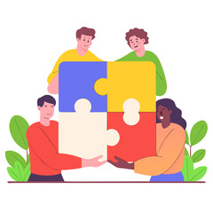 Teamwork and Synergy &ndash; Collaboration Vector Illustration