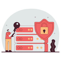 Cybersecurity and Data Protection &ndash; Flat Vector Illustration