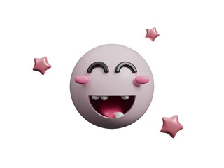 3D Emoticons. Smile, positive emotions, emoji. Mood and facial expression. Delight, love, surprise, admiration, joy and laughter, happy and smiling expression. Different facial emoticons. 3d render