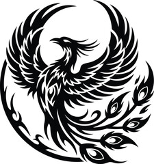 Monochrome Phoenix Silhouette Emblem