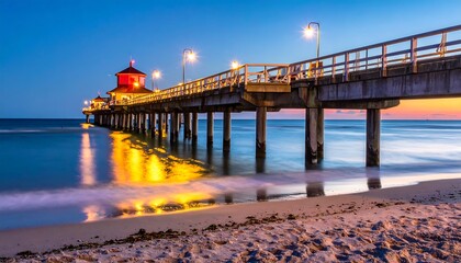 Pier at sunset over calm water