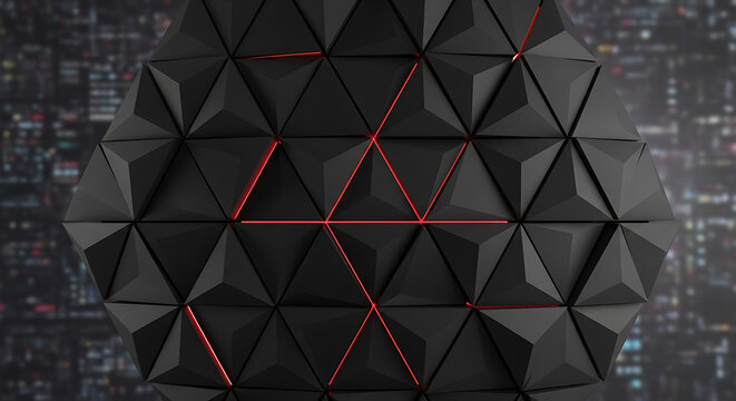  Technology Concept with Red Neon Edges and Data