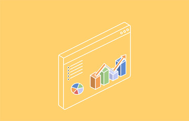 Business Data Analytics Dashboard Isometric Vector Illustration