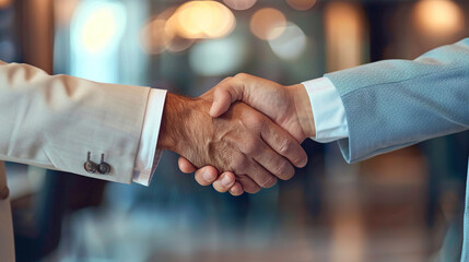 Business partners shaking hands in agreement