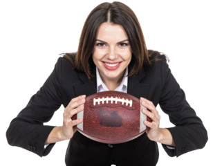 Woman Holding American Football — Transparent Background