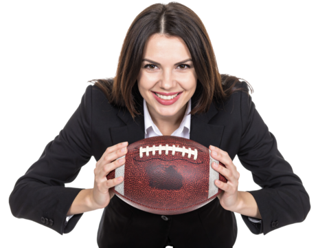 Woman Holding American Football — Transparent Background