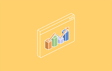 Business Data Analytics Dashboard Isometric Vector Illustration