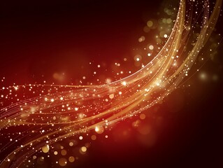 An Elegant Swirl of Golden Light on a Red Background with a holiday Christmas feel